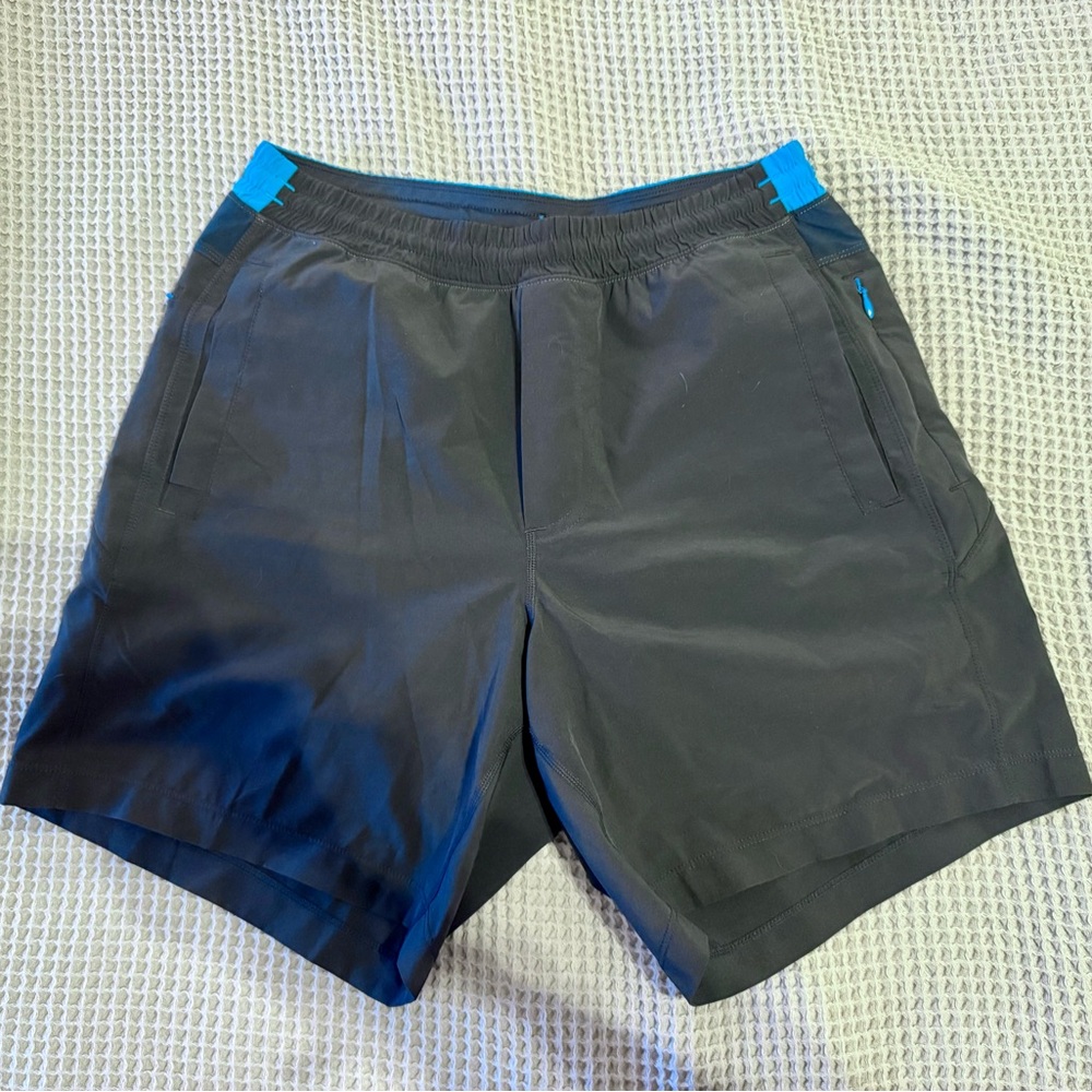 Birddogs Black Shorts with Blue Stitching size M 8” inseam. Black Out Barts